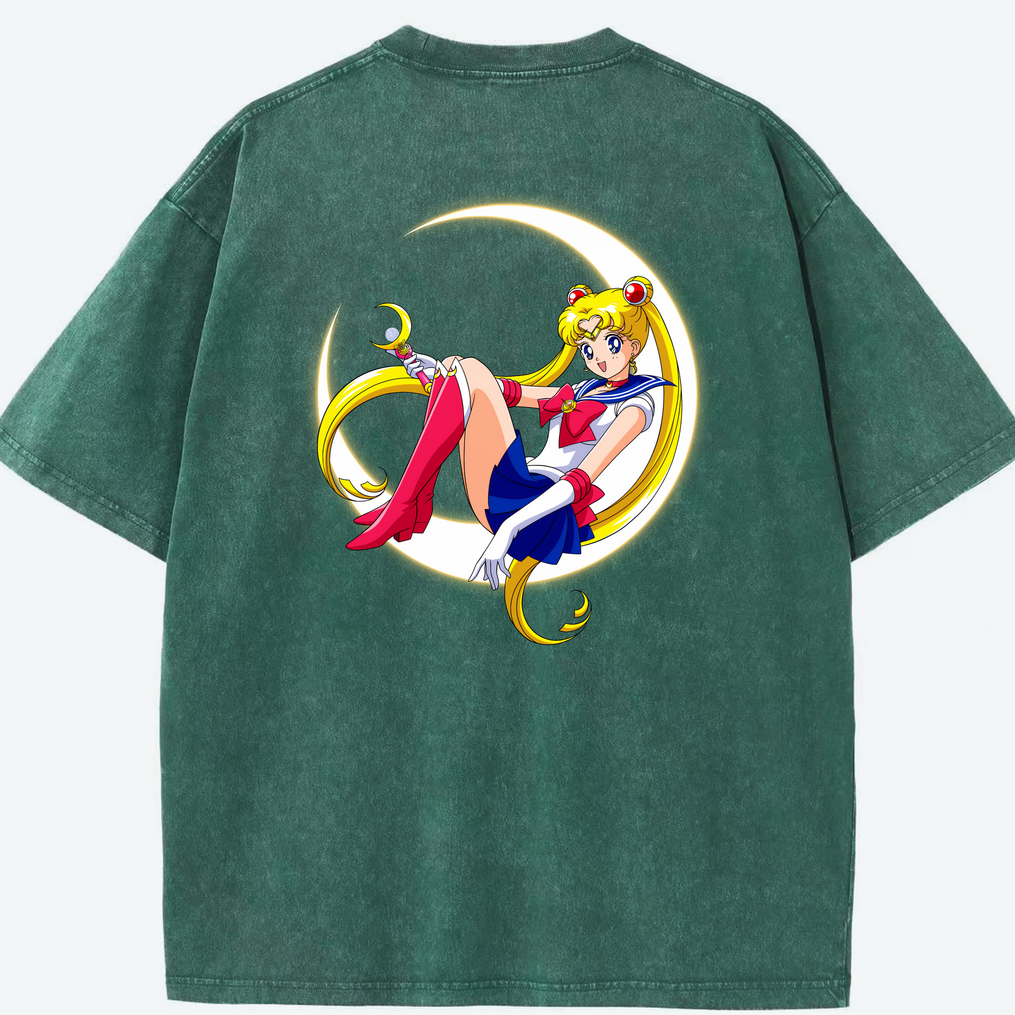 （画像用） 美少女戦士セーラームーン 月野 うさぎ つきの うさぎ Sailor Moon Tsukino Usagi 綿100% ヴィンテージ風 半袖Tシャツ（背面プリント）